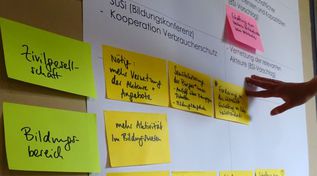 Post-Its auf einem Board (Quelle: BSI) Post-Its auf einem Board