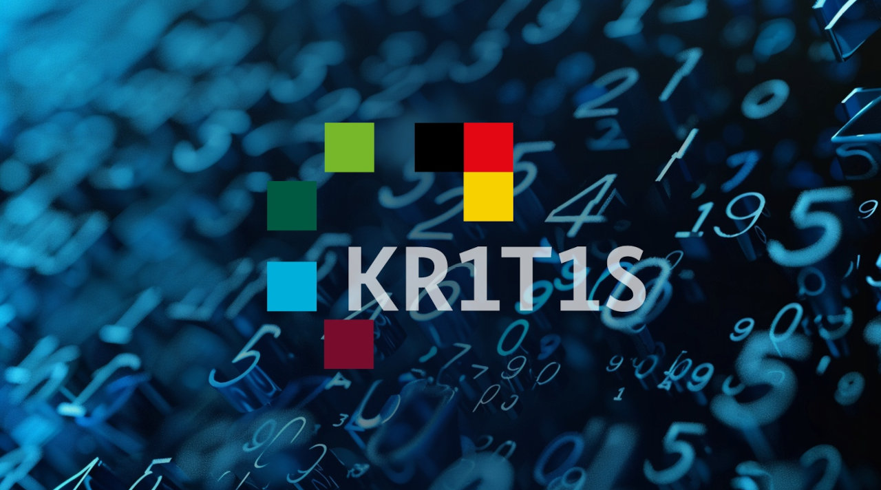 Darstellung eines KRITIS-Schriftzugs vor blauem Hintergrund mit Zahlen (Quelle: © Bundesamt für Sicherheit in der Informationstechnik) Darstellung eines KRITIS-Schriftzugs vor blauem Hintergrund mit Zahlen
