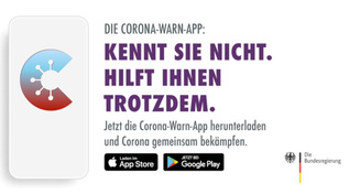 Die Corona-Warn-App: Kennt Sie nicht. Hilft Ihnen trotzdem. Jetzt die Corona-Warn-App herunterladen und Corona gemeinsam bekämpfen.