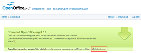 Prüfsummen OpenOffice.org hier am Beispiel von OpenOffice.org 3.3.0 Prüfsummen OpenOffice.org hier am Beispiel von OpenOffice.org 3.3.0