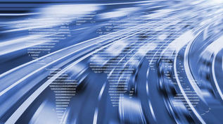 Fahrspuren einer Datenautobahn mit einer aus Zahlen stilisierten Weltkarte (Quelle: © sp4764 / Fotolia.com) Fahrspuren einer Datenautobahn mit einer aus Zahlen stilisierten Weltkarte