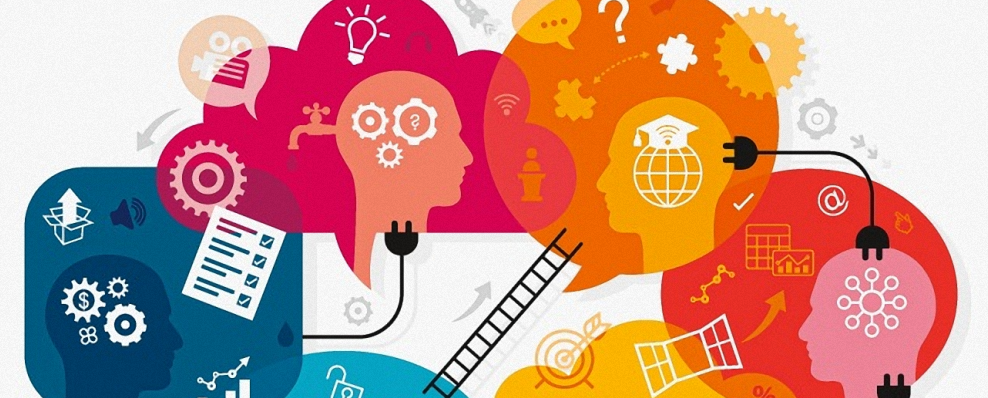 Vielfältig vernetzte Sprechblasen zum Thema Wissensaustausch (Quelle: DrAfter123 / Getty Images) Vielfältig vernetzte Sprechblasen zum Thema Wissensaustausch
