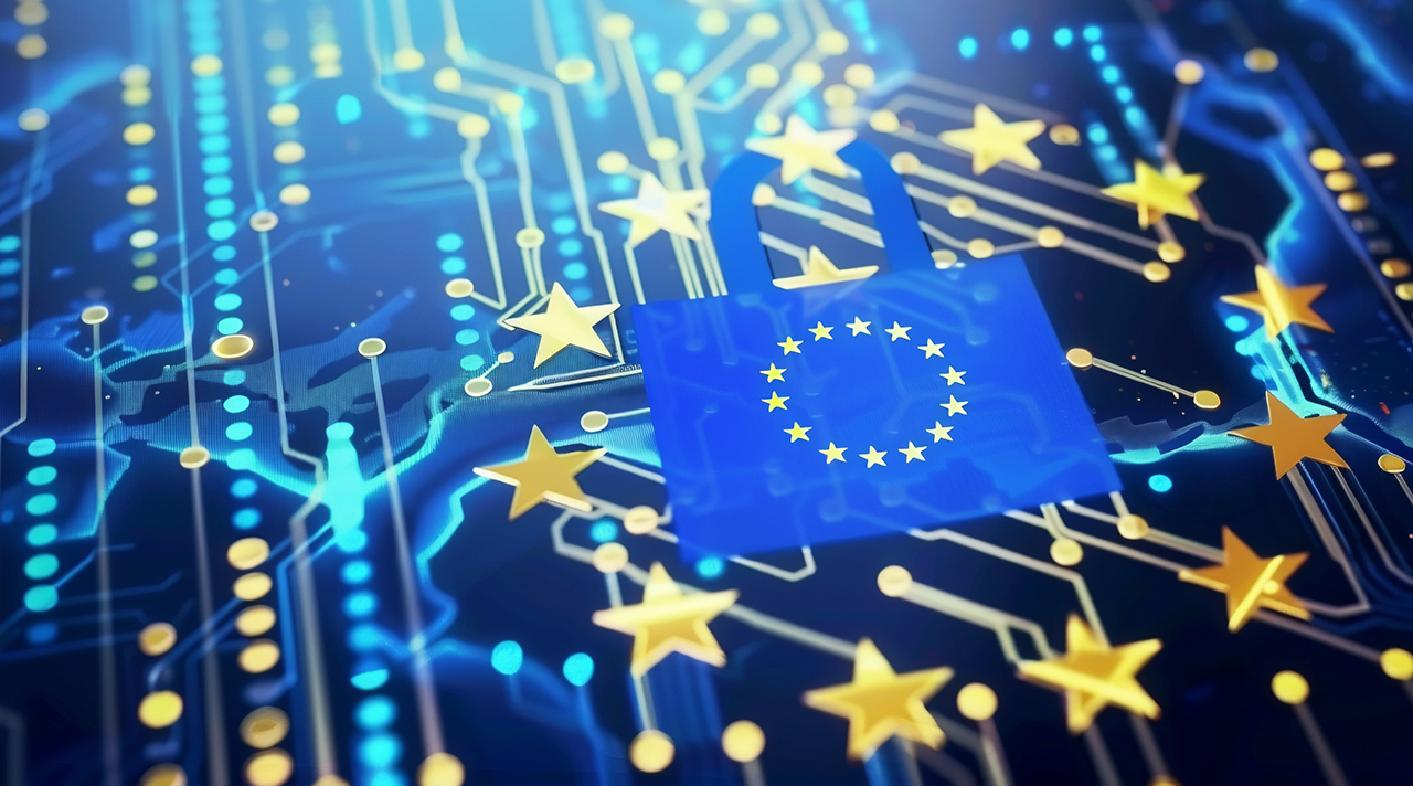 EU-Flagge auf Chip mit den Sternen der EU. (Quelle: © AdobeStock/ali) EU-Flagge auf Chip mit den Sternen der EU.