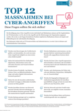 Top 12 Maßnahmen bei Cyber-Angriffen Top 12 Maßnahmen bei Cyber-Angriffen